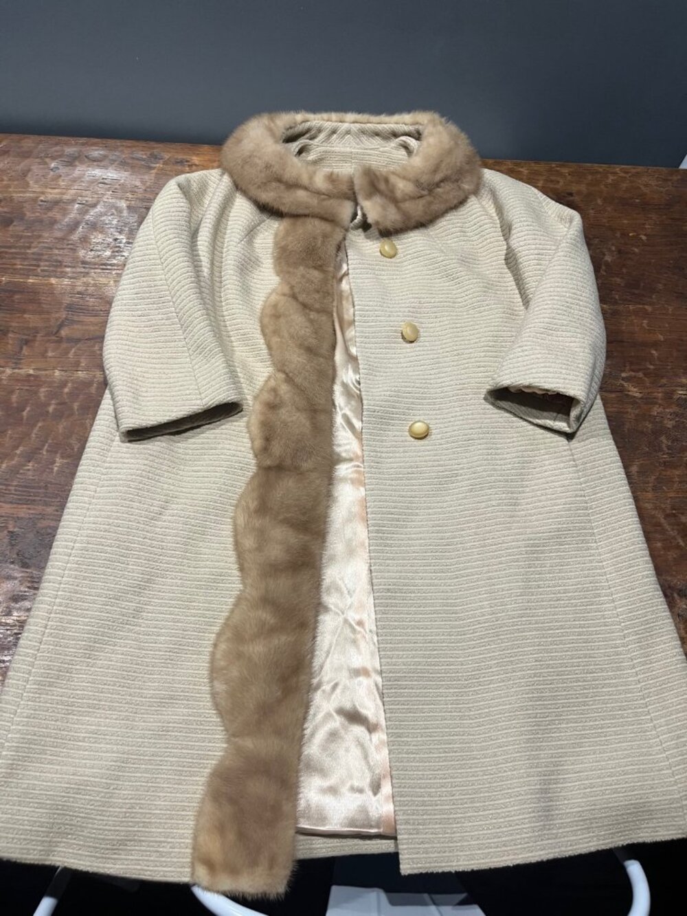 Vintage Forstmann Wool Coat Fur Collar Women's S